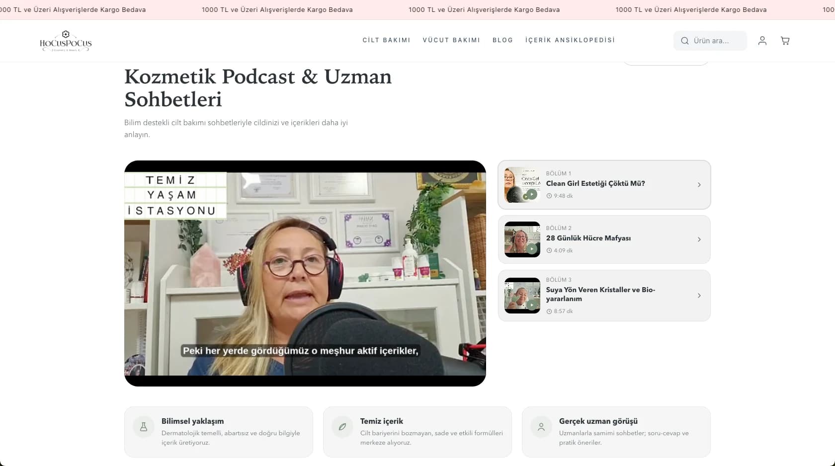 Custom podcast and expert conversation module in the Hocus Pocus store